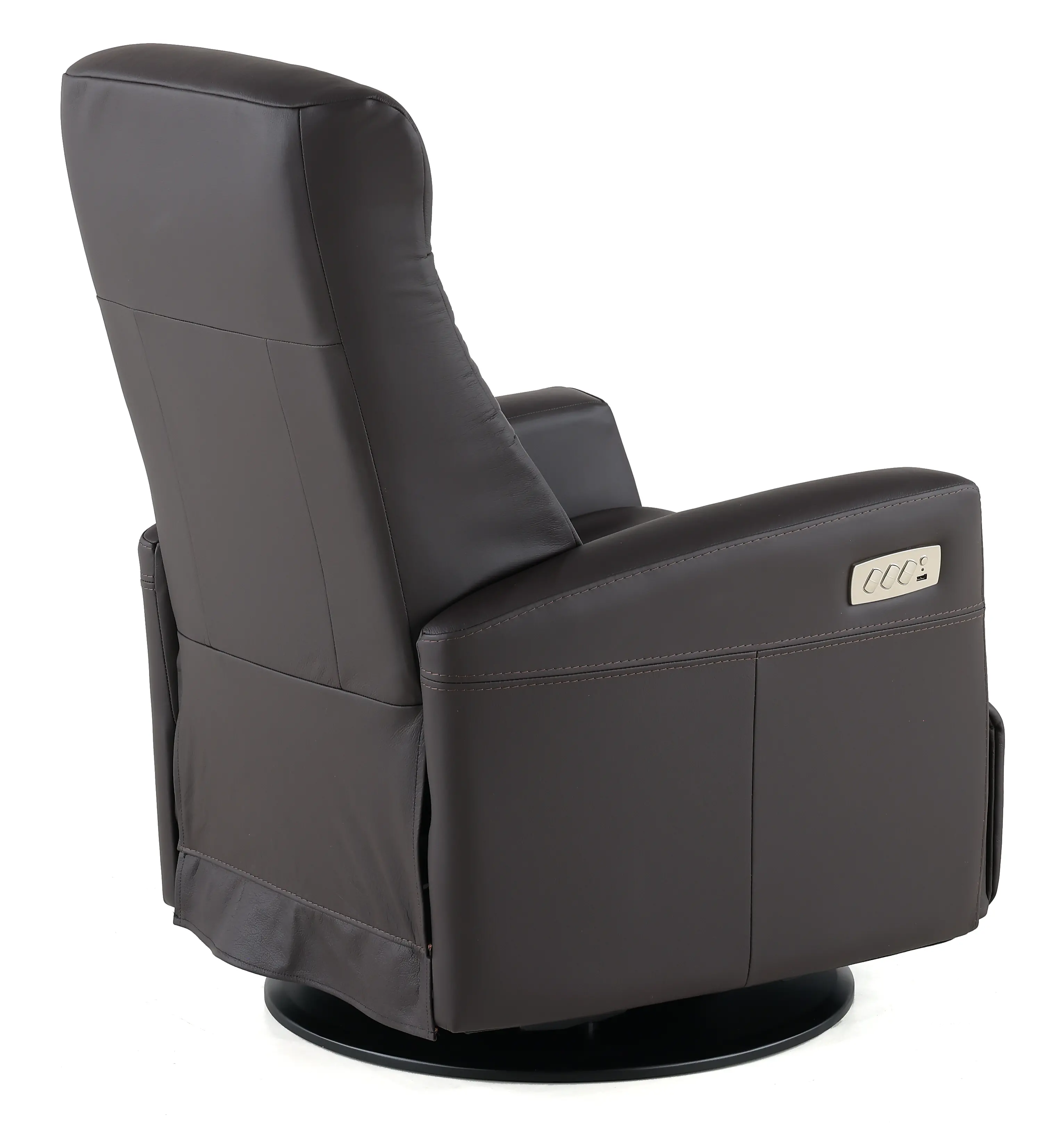 Grove Brown Standard Leather Swivel Glider Power Recliner with Adjustable Headrest-6