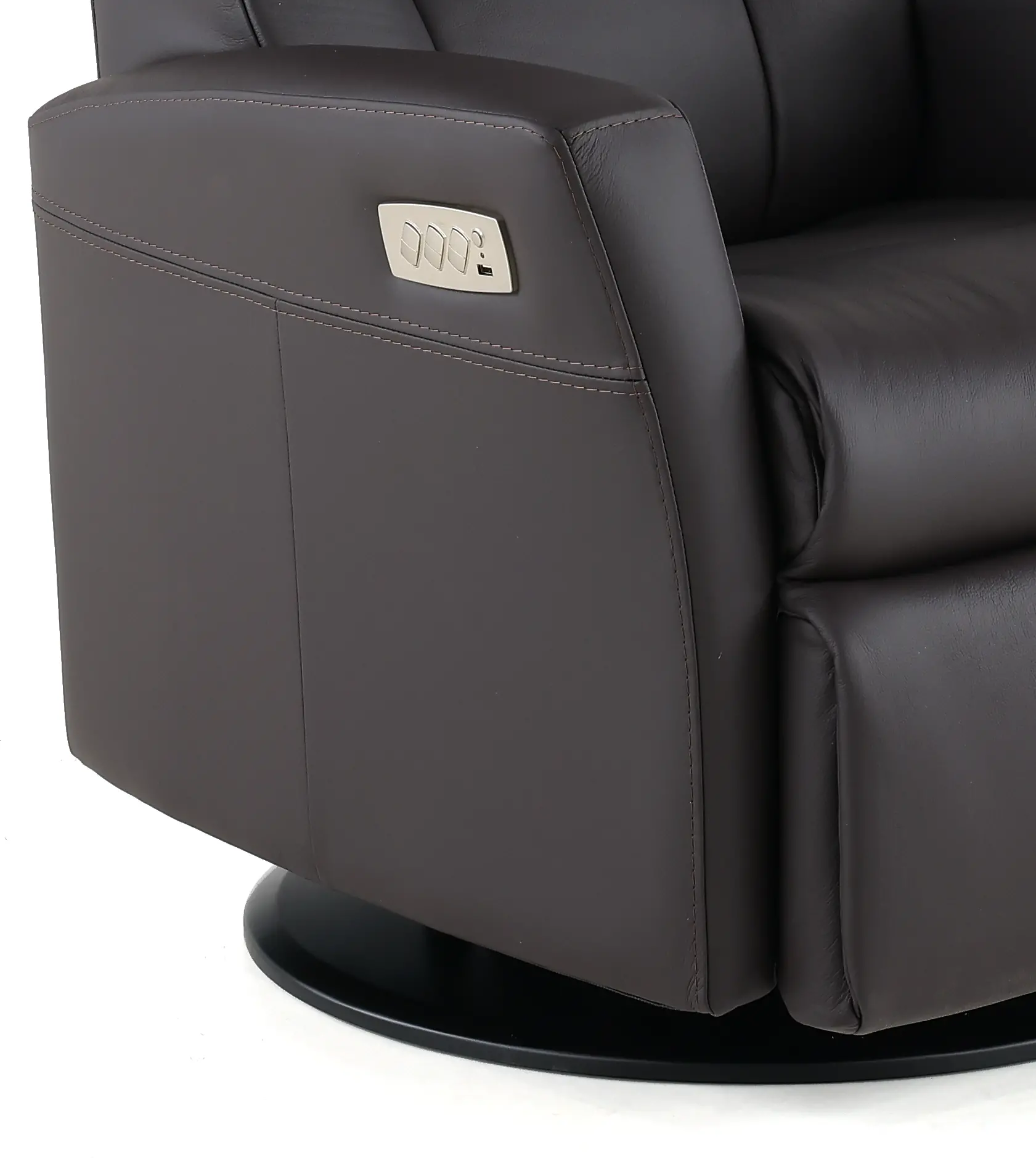 Grove Brown Standard Leather Swivel Glider Power Recliner with Adjustable Headrest-8