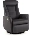 Grove Brown Large Leather Swivel Glider Power Recliner with Adjustable Headrest