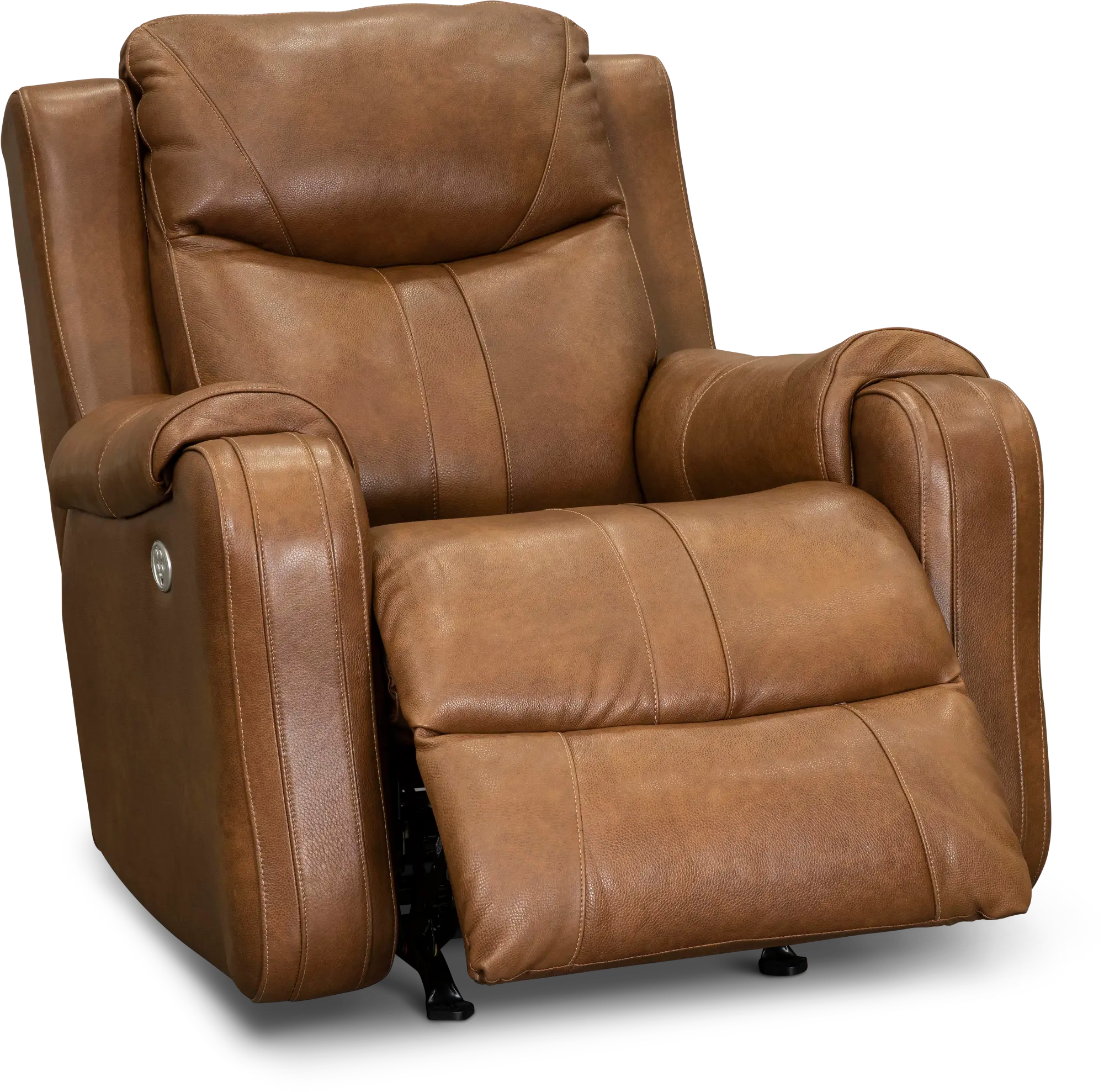 Marvel Amber Brown Leather-Match Power Rocker Recliner-2