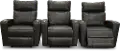 Carter Steel Gray Leather-Match 3 Piece Power Home Theater Seating