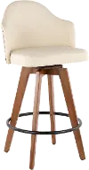 B26-AHOY WL+CR Ahoy Walnut and White 26 Inch Swivel Counter Height Stool