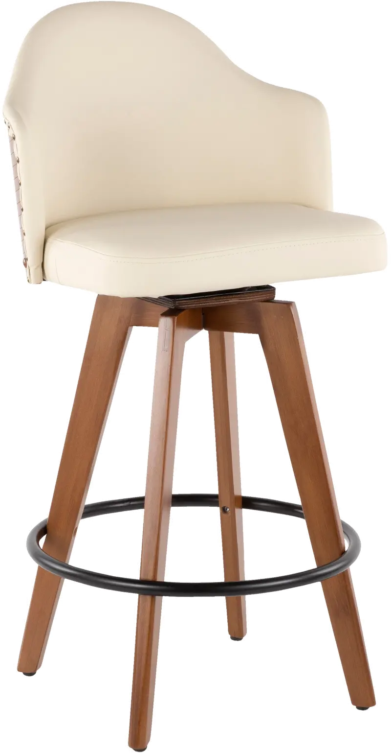 Ahoy Walnut and White 26 Inch Swivel Counter Height Stool