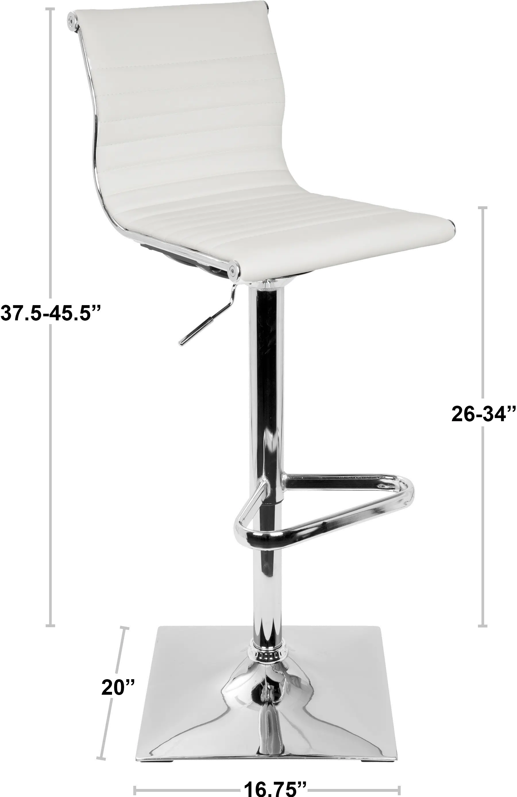 BS-MASTER GY Master Contemporary Gray & Chrome Adjustable Bar Stool-4
