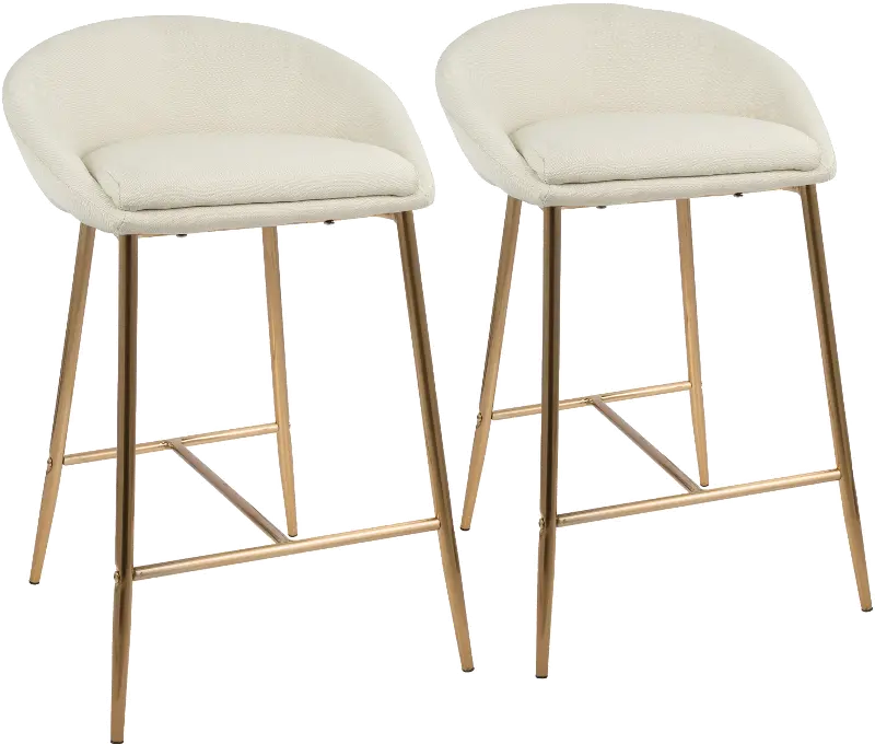 Contemporary Glam Cream and Gold 26 Inch Counter Height Stool (Set of 2) - Matisse