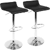 BS-ALE BK2 Contemporary Black and Chrome Adjustable Bar Stool (Set of 2) - Ale