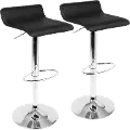 BS-ALE BK2 Contemporary Black and Chrome Adjustable Bar Stool (Set of 2) - Ale