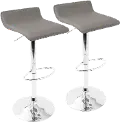 BS-ALE GY2 Contemporary Gray and Chrome Adjustable Bar Stool (Set of 2) - Ale