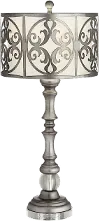 Traditional Gun Metal and Crystal Table Lamp - Vernon