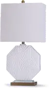 White Embossed Octagon Table Lamp with Gold Base - Canvey