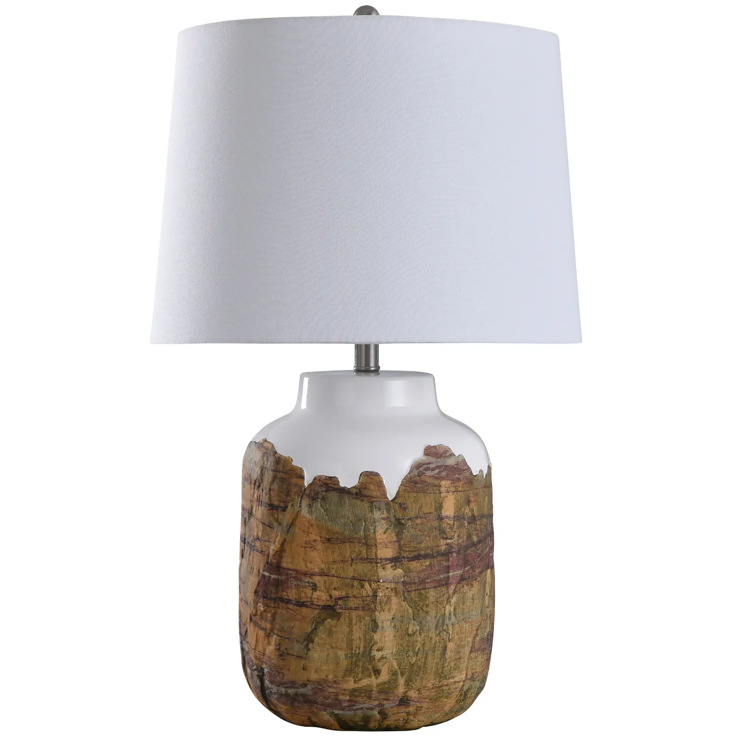 Rustic Earth Tone Textured Ceramic Table Lamp - Canyon-1