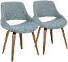 CH-FBCONL WLBU2 Fabrizzi Blue and Walnut Dining Room Chair (Set of 2)