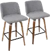 B26-TRNO2X WLGY2 Mid Century Gray and Walnut Counter Height Stool (Set of 2) - Tintori