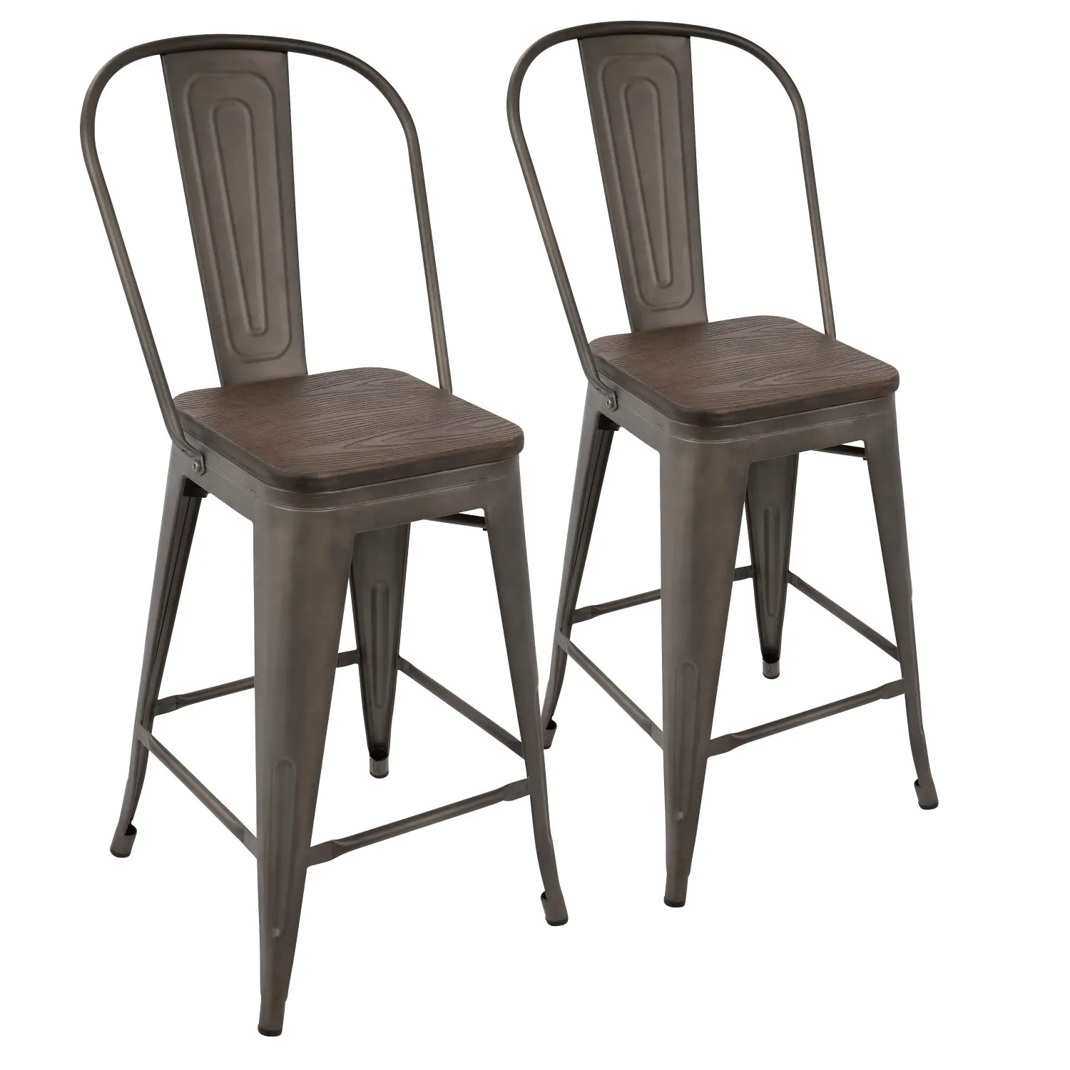 CS-ORHB AN+E2 Oregon Metal and Espresso Counter Height Stool, Set of 2-1