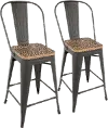 CS-ORHB GY+BN2 Oregon Gray and Brown Counter Height Stool, Set of 2