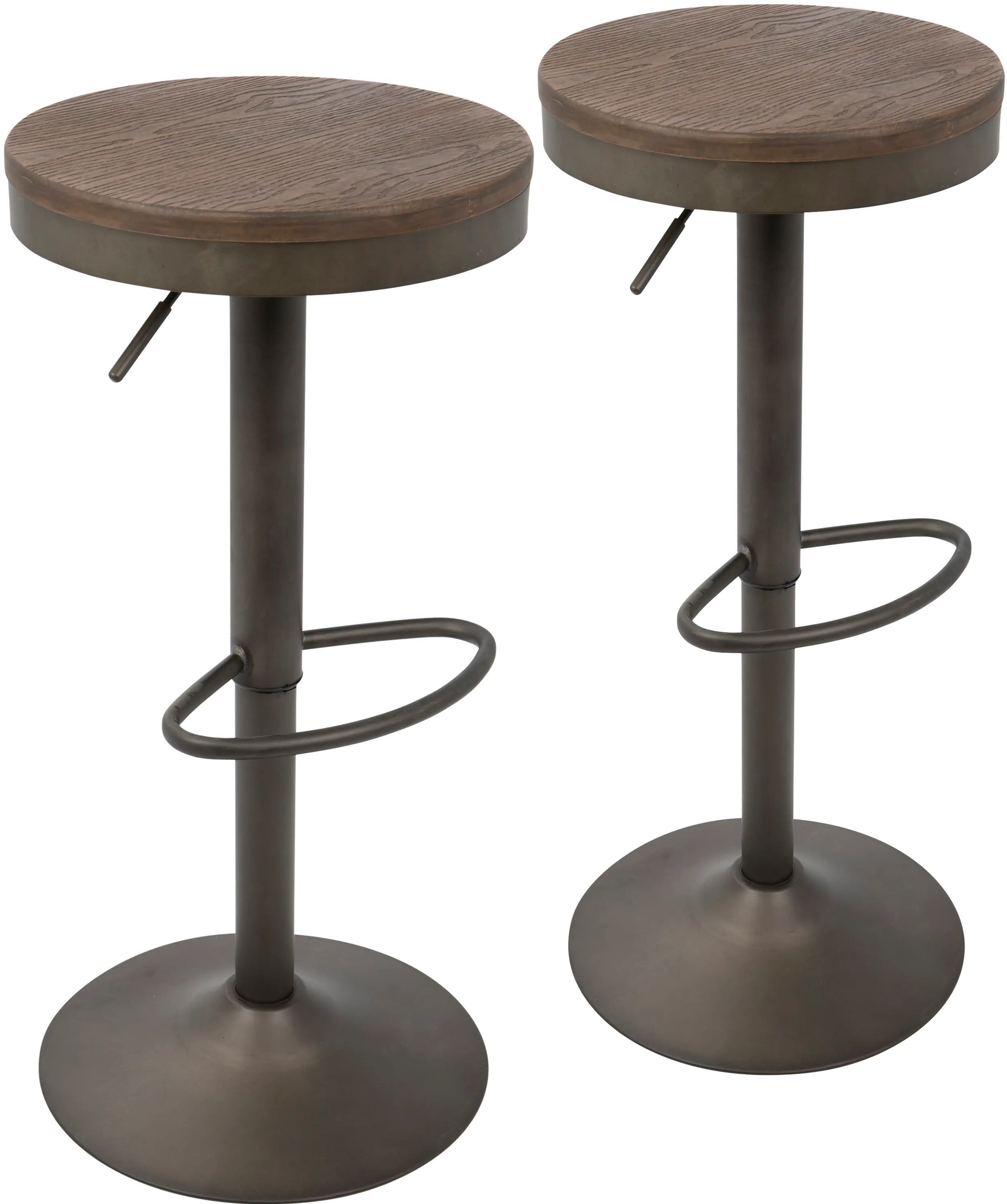 BS-DAK AN+BN2 Dakota Espresso Round Adjustable Bar Stool, Set of 2-1