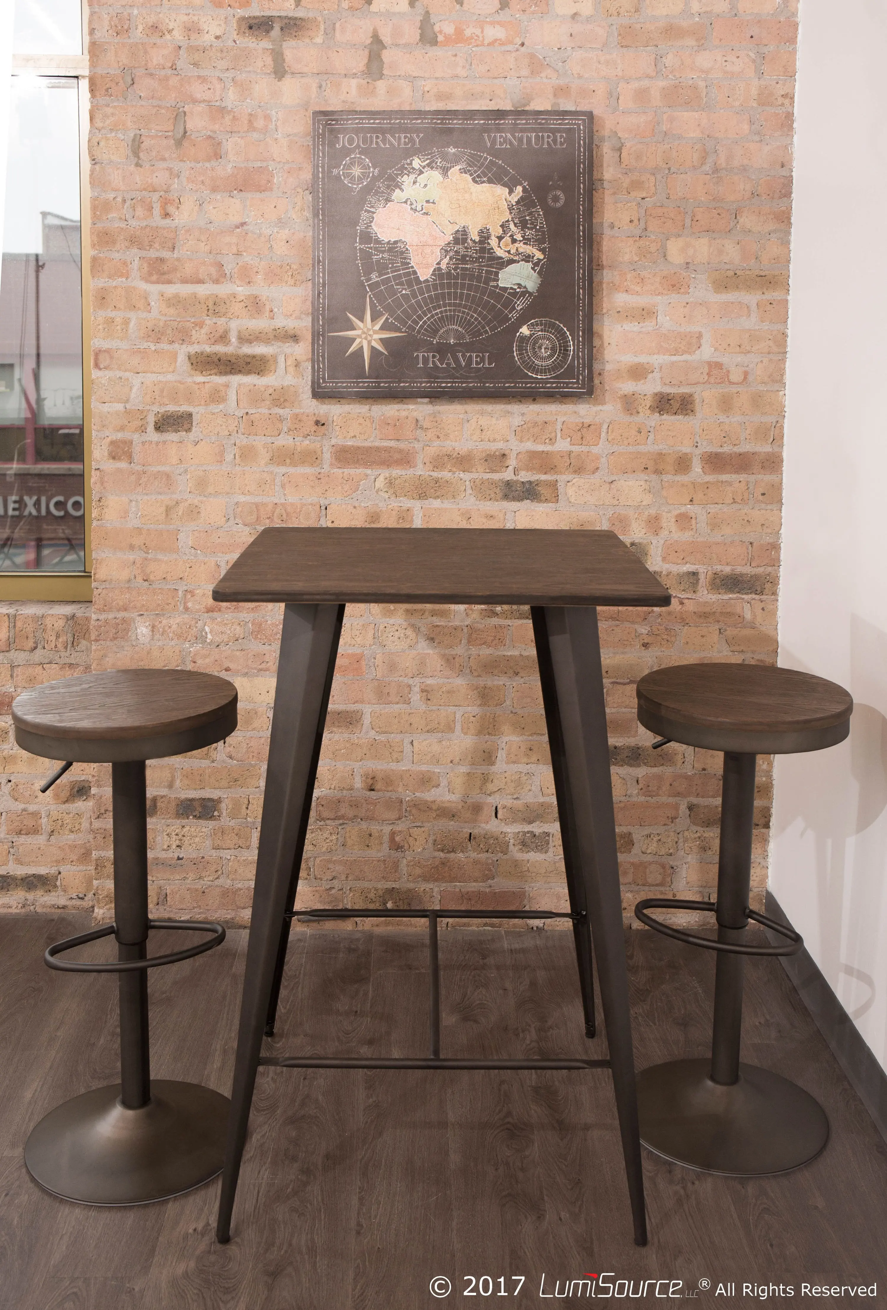 BS-DAK AN+BN2 Dakota Espresso Round Adjustable Bar Stool, Set of 2-2
