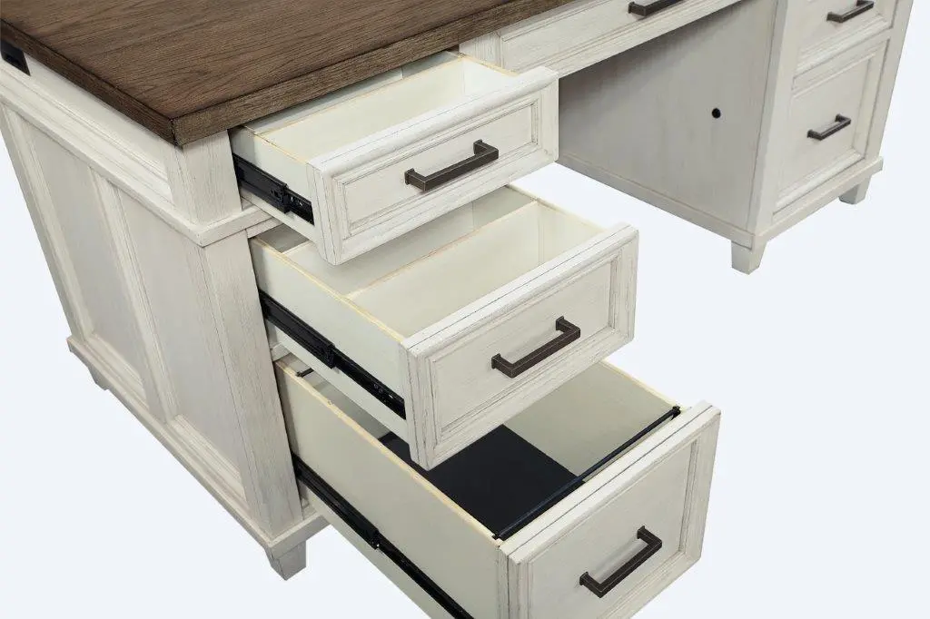 Caraway Antique White Executive Desk-7