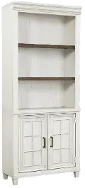 Caraway Antique White Bookcase with Doors