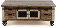 Antique Pine Rustic Pine Coffee Table with Iron Accents