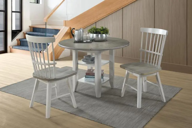 Newark White and Gray Swivel Dining Chair-4