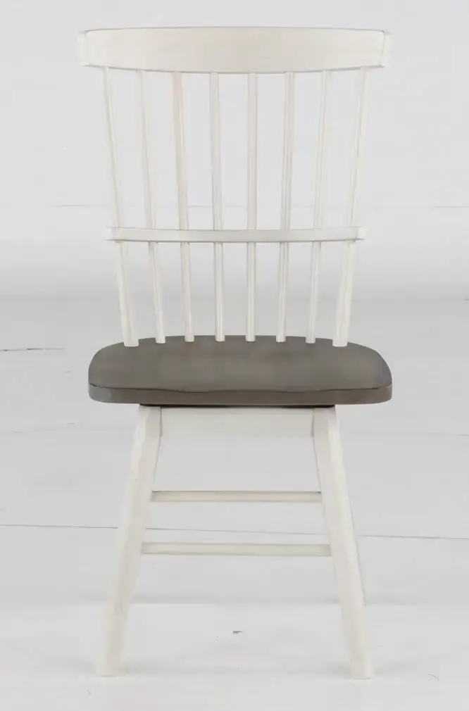 Newark White and Gray Swivel Dining Chair-5