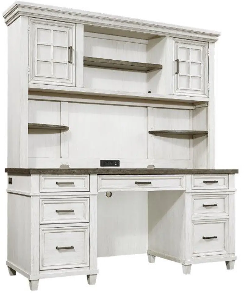 Caraway Antique White Credenza and Hutch