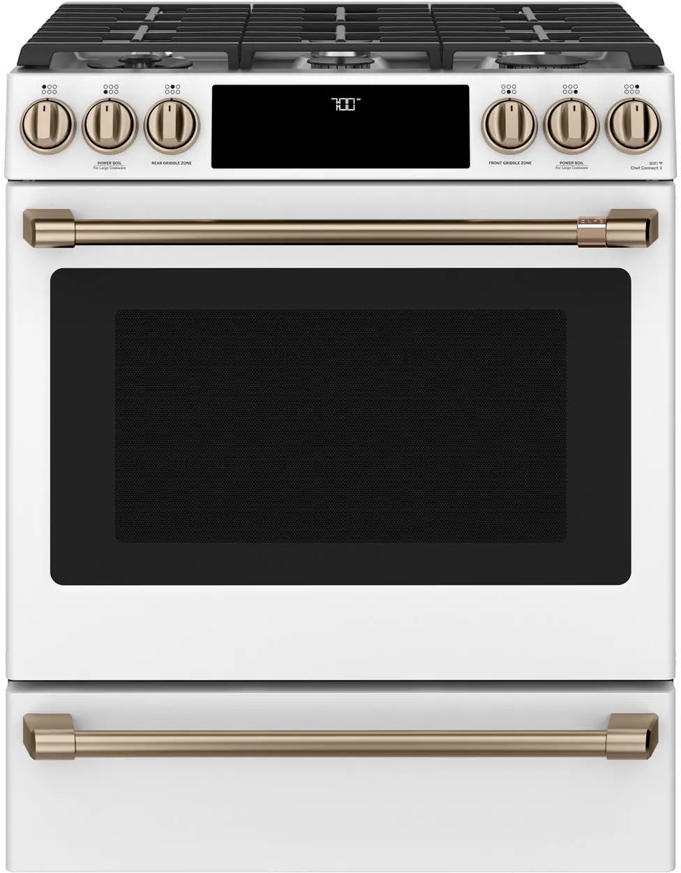 CGS700P4MW2 Cafe 30 Slide-In Gas Smart Range with Convection - Matte White-1