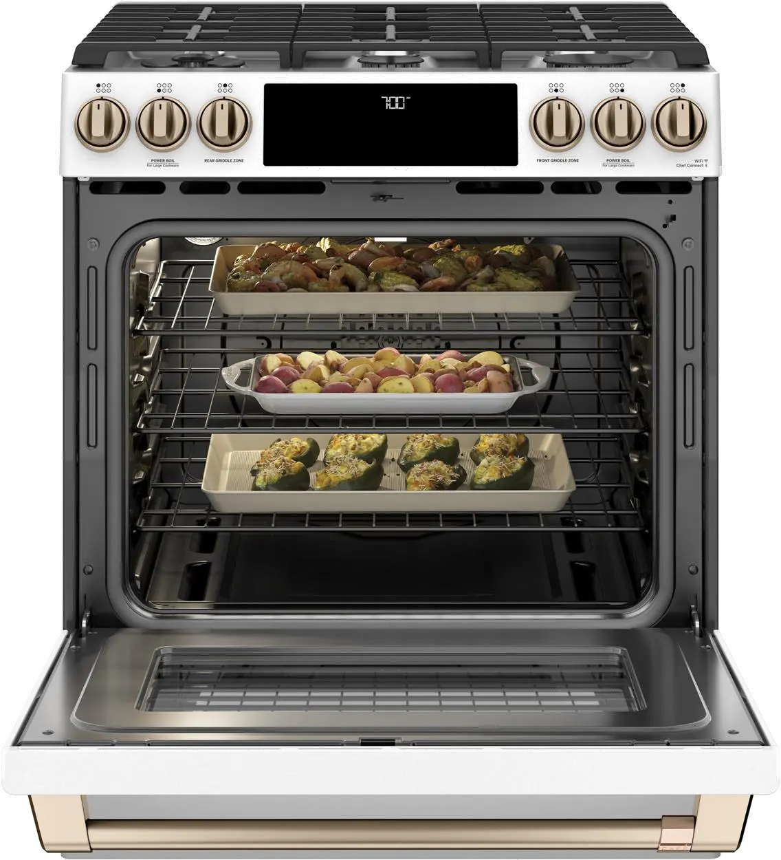 CGS700P4MW2 Cafe 30 Slide-In Gas Smart Range with Convection - Matte White-4
