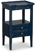 Eton Navy Blue Side Table with Pull Out Shelf