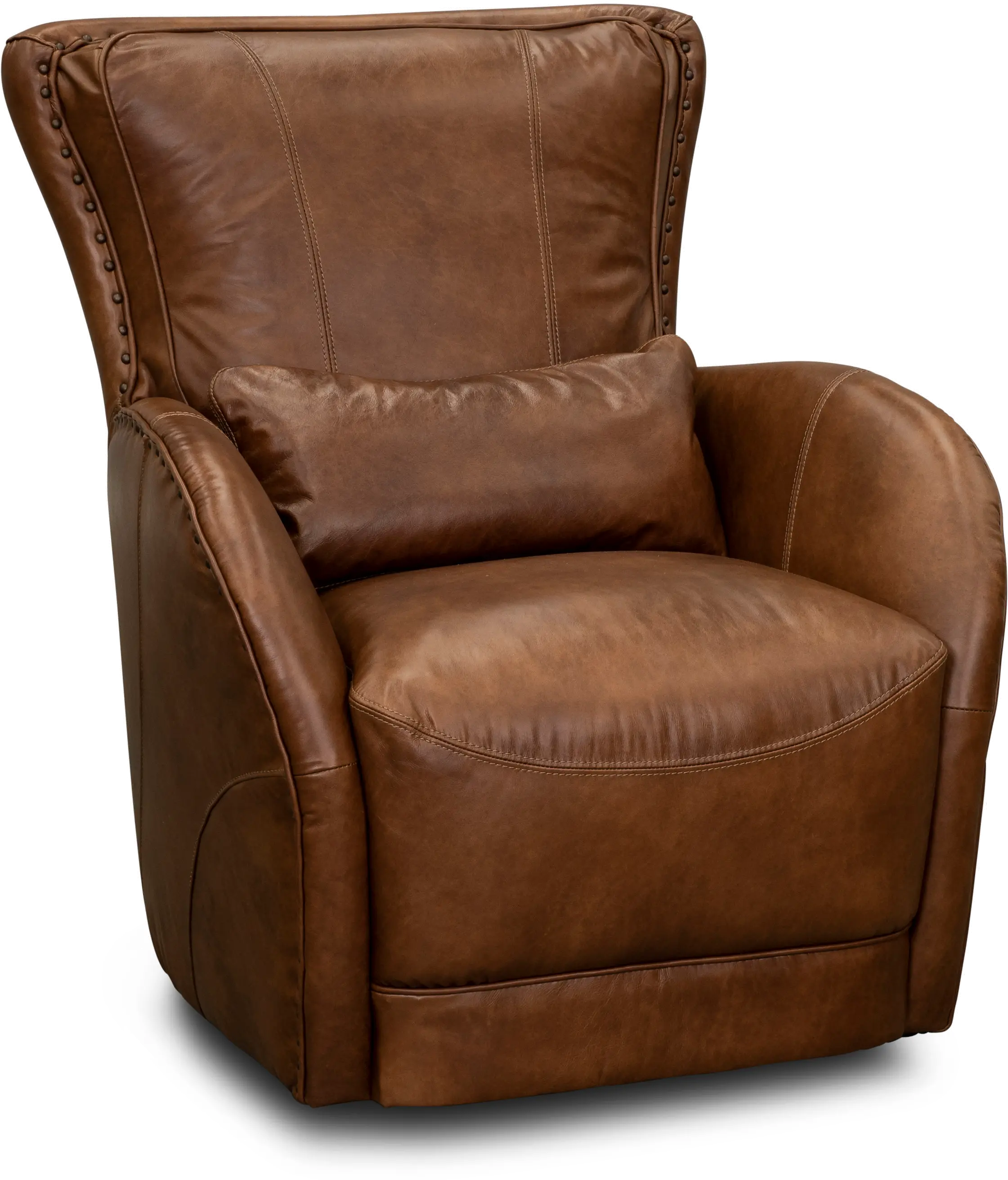 St. James Brown Leather Swivel Chair-1