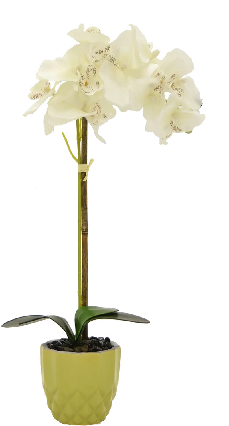 Faux White Orchid Arrangement in a Flower Pot