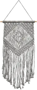 24 Inch Gray Macrame Wall Hanging Decor