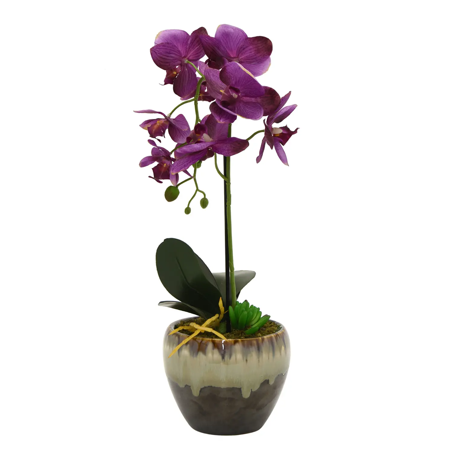 Purple Faux Orchid Arrangement in Flower Pot-1