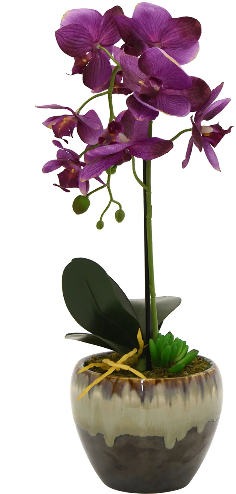 Purple Faux Orchid Arrangement in Flower Pot