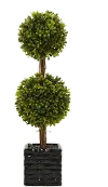 20  Faux Green Double Ball Topiary in Black Pot
