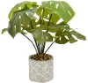 18  Faux Greenery in Round Cement Pot