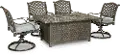 Macan 5 Piece Gray and Blue Patio Fire Pit Set