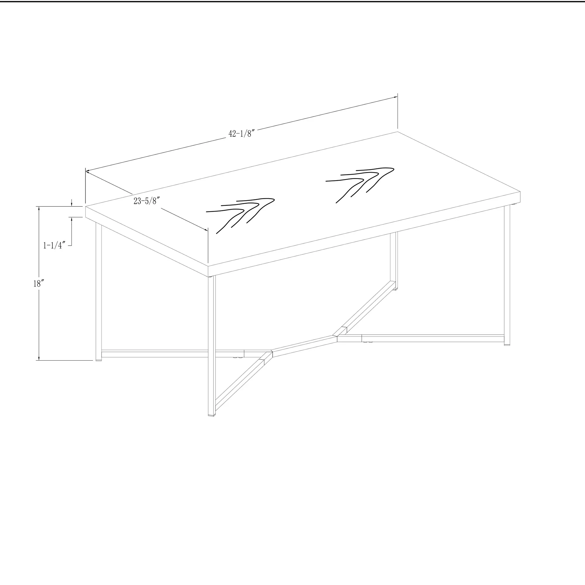 AF42LUXWMG Mid Century Modern Coffee Table-3
