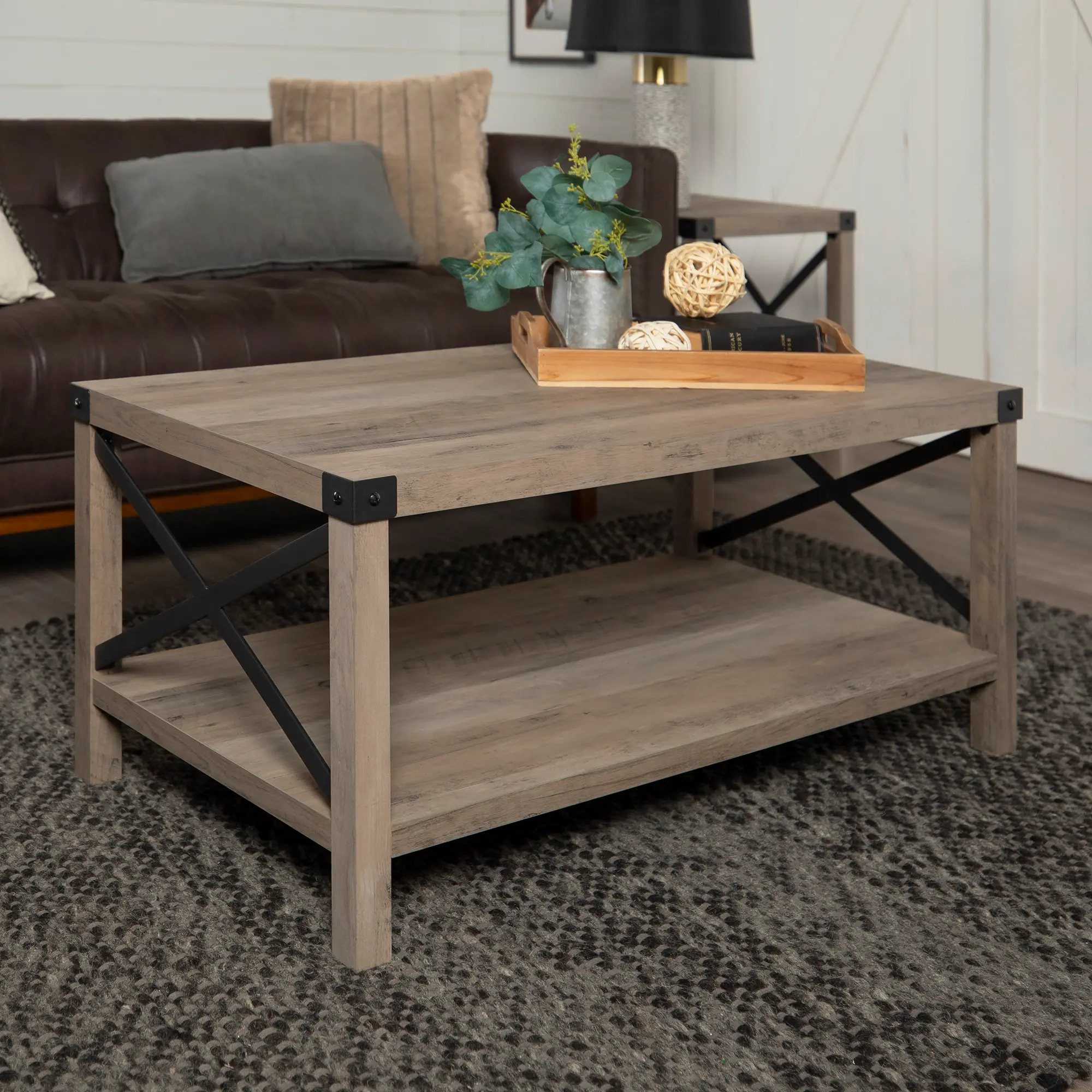 AF40MXCTGW Metal X Rustic Gray Wash Coffee Table - Walker Edison-2