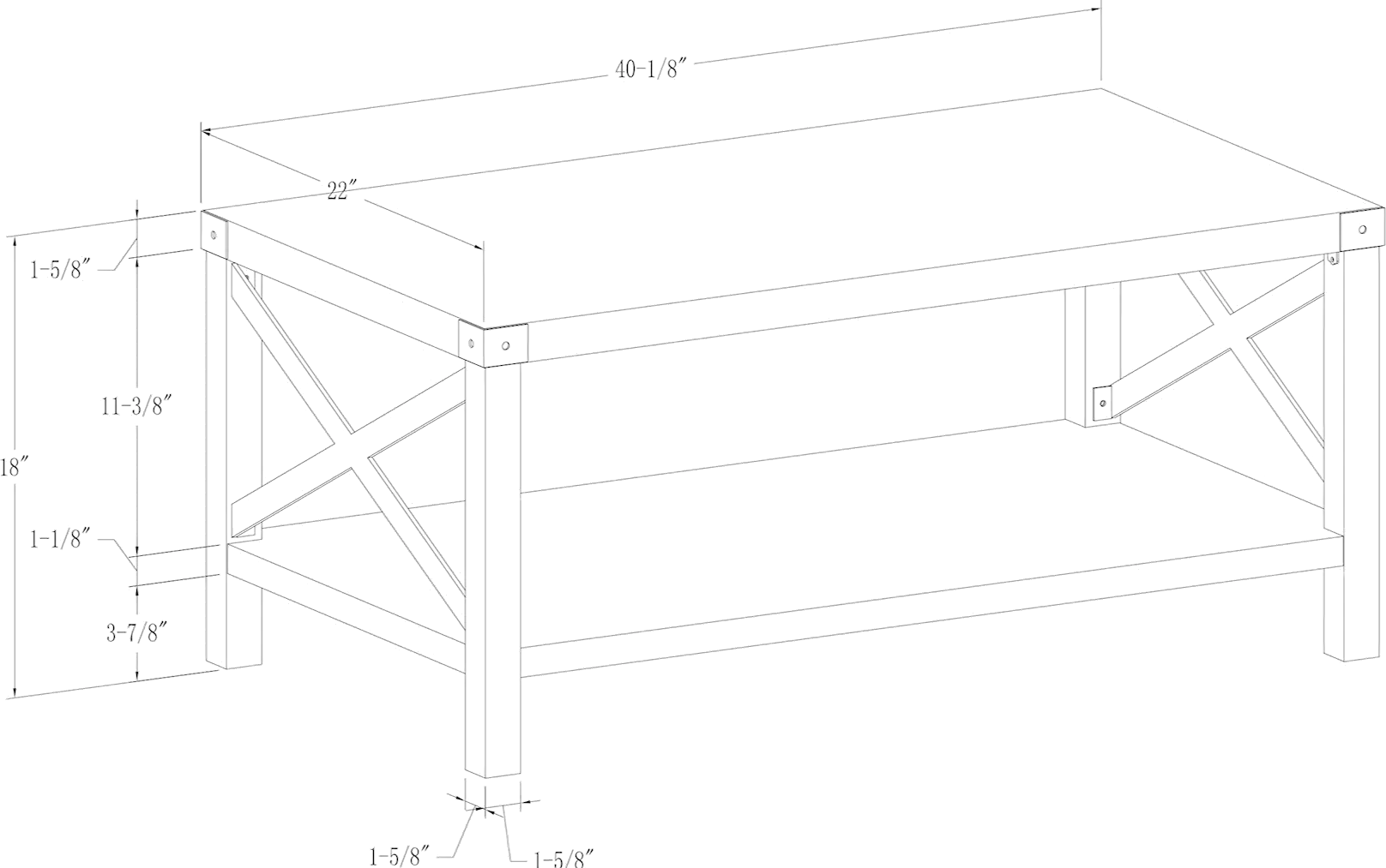 AF40MXCTGW Metal X Rustic Gray Wash Coffee Table - Walker Edison-5