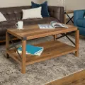AF40MXCTRO Metal X Rustic Oak Wood Coffee Table - Walker Edison
