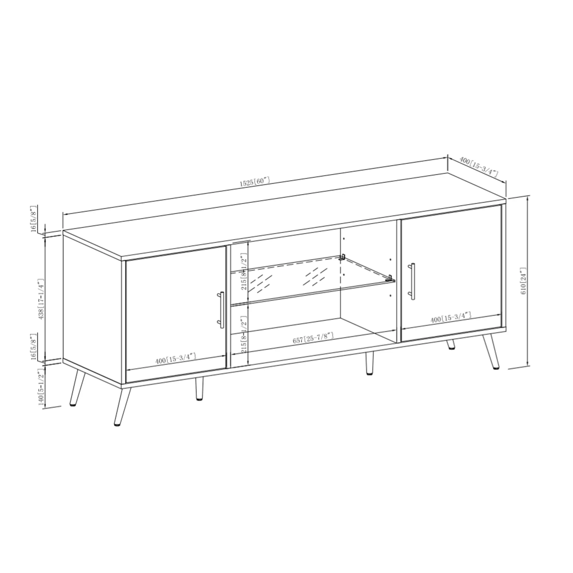W60NOR2DDW 60 Inch Mid Century Modern TV Stand - Walker Edison-3