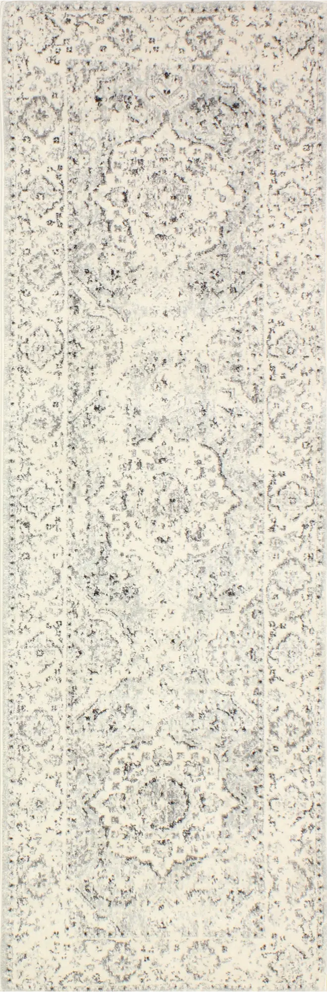 E110-SIL-2.6X8-5363 Traditional Alberta Ivory and Blue 8 Foot Runner Rug - Everek-1