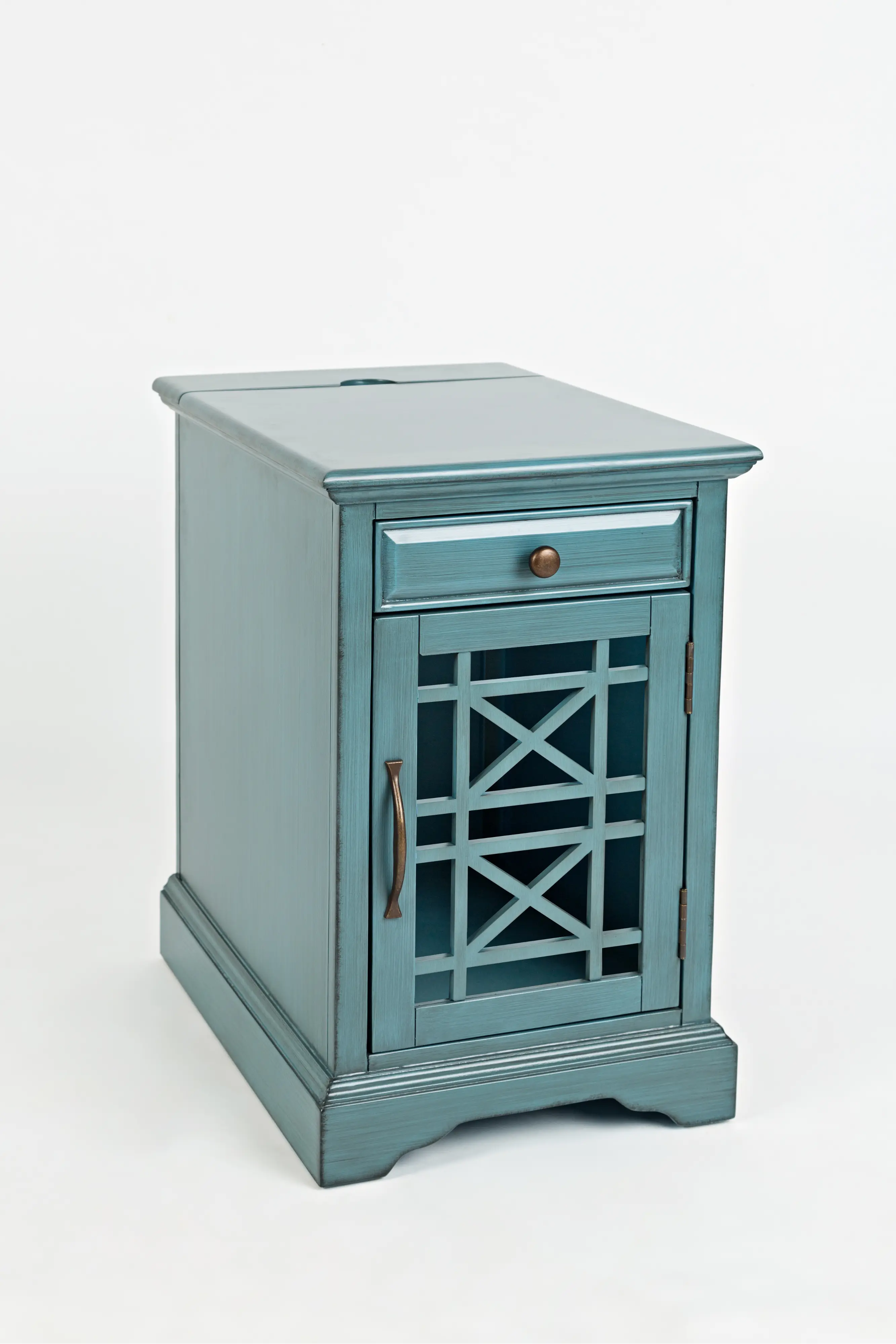 Craftsman Aqua Blue Side Table-3