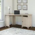 SAD155AW-03 Salinas Antique White Corner Pedestal Desk - Bush Furniture