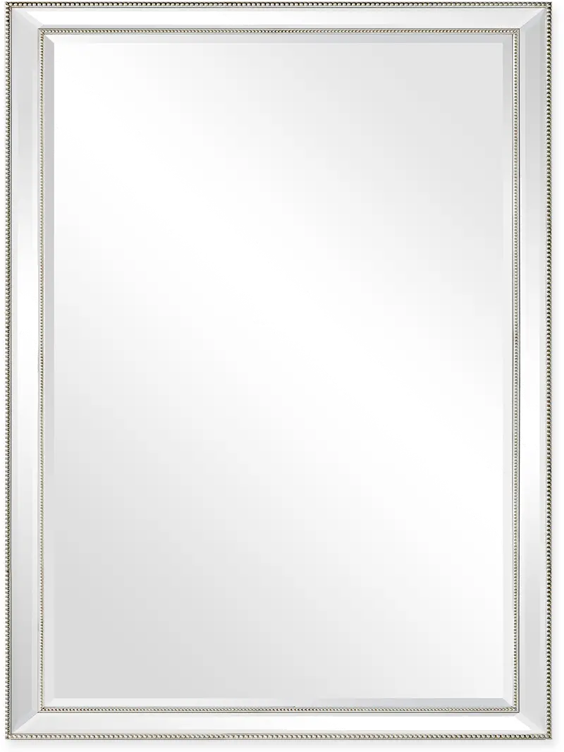 Modern Silver Beaded Wall Mirror