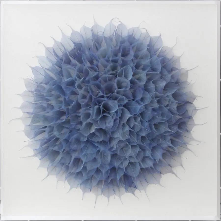 Blue Leaves Wall Art with Acrylic Frame-1
