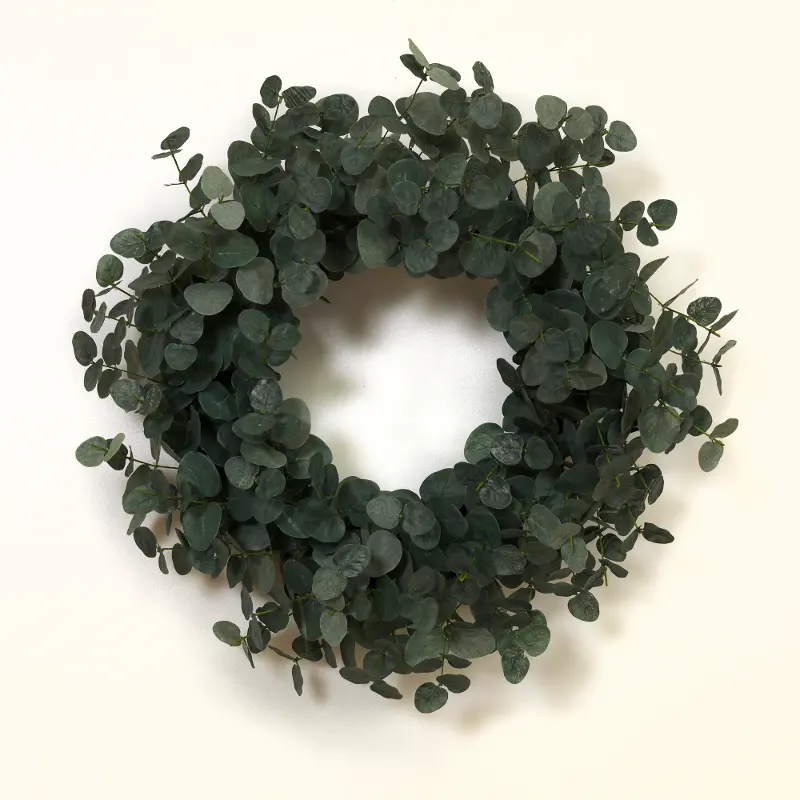 24 Inch Green Faux Eucalyptus Leaf Wreath Arrangement