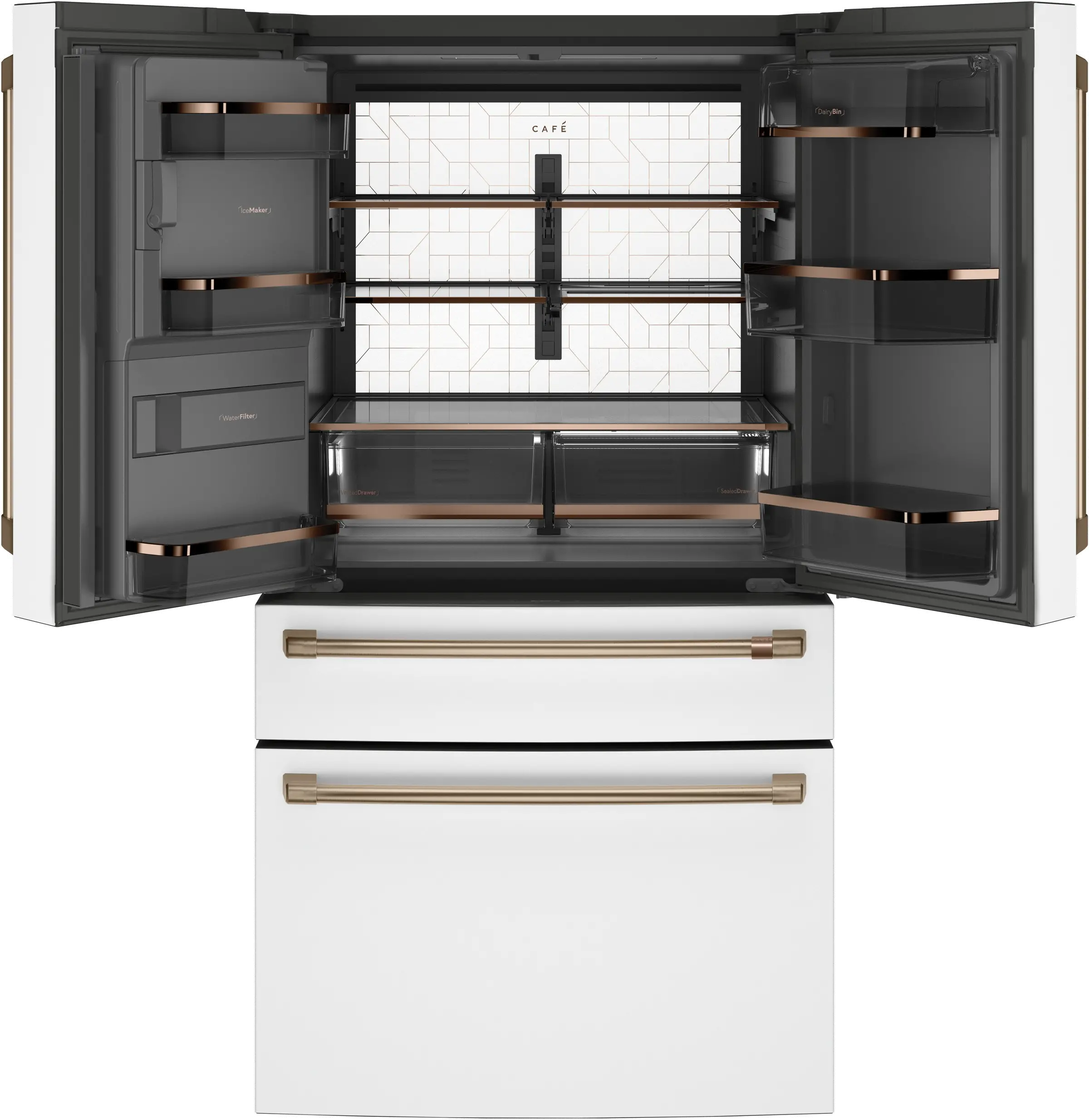 CVE28DP4NW2 Cafe 27.8 cu ft 4 Door Refrigerator - Matte White-1